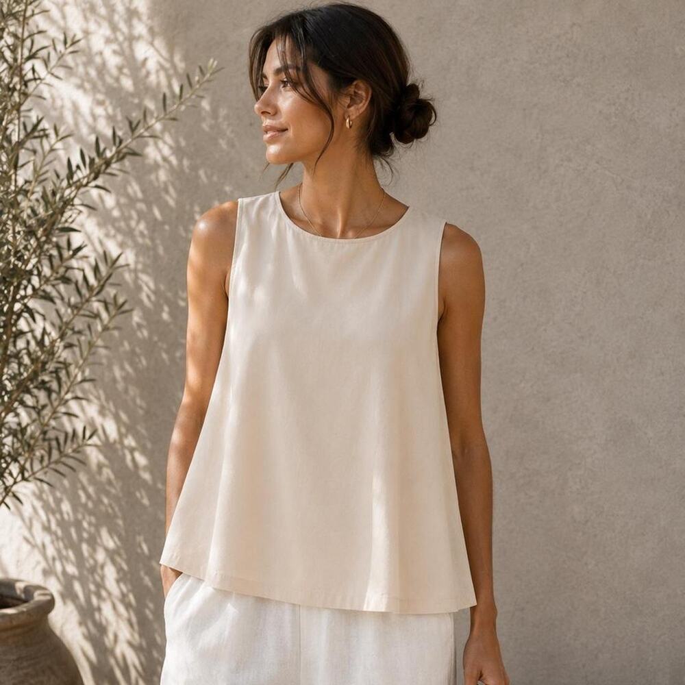 Eileen Fisher 100% Silk Ivory Tank Top XXL